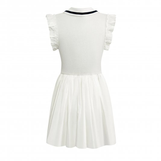 [ CUSTOM ] Ruffled Patchwork Sleeveless Dress White